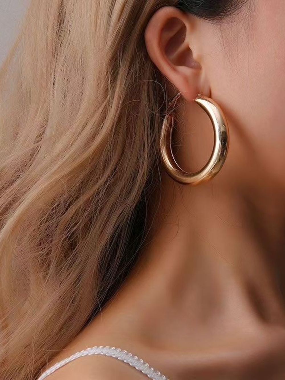Gold Chunky Hoop Earrings - Women Jewelry